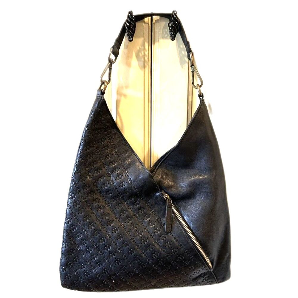 Vilenca Holland Black Leather Hobo/Shoulder Bag